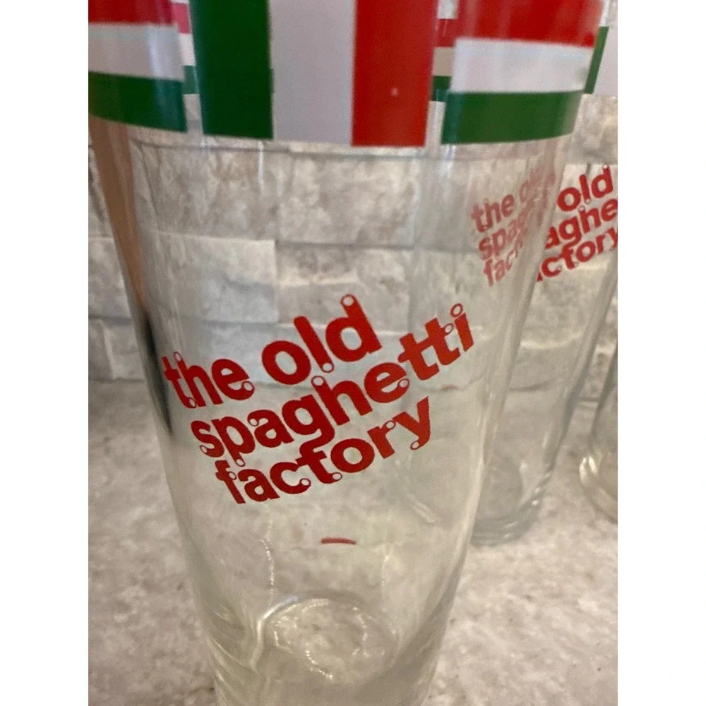 Old Spaghetti‎ Factory Glasses Set 4 Italian Stripe Tumblers 12 Oz 7
